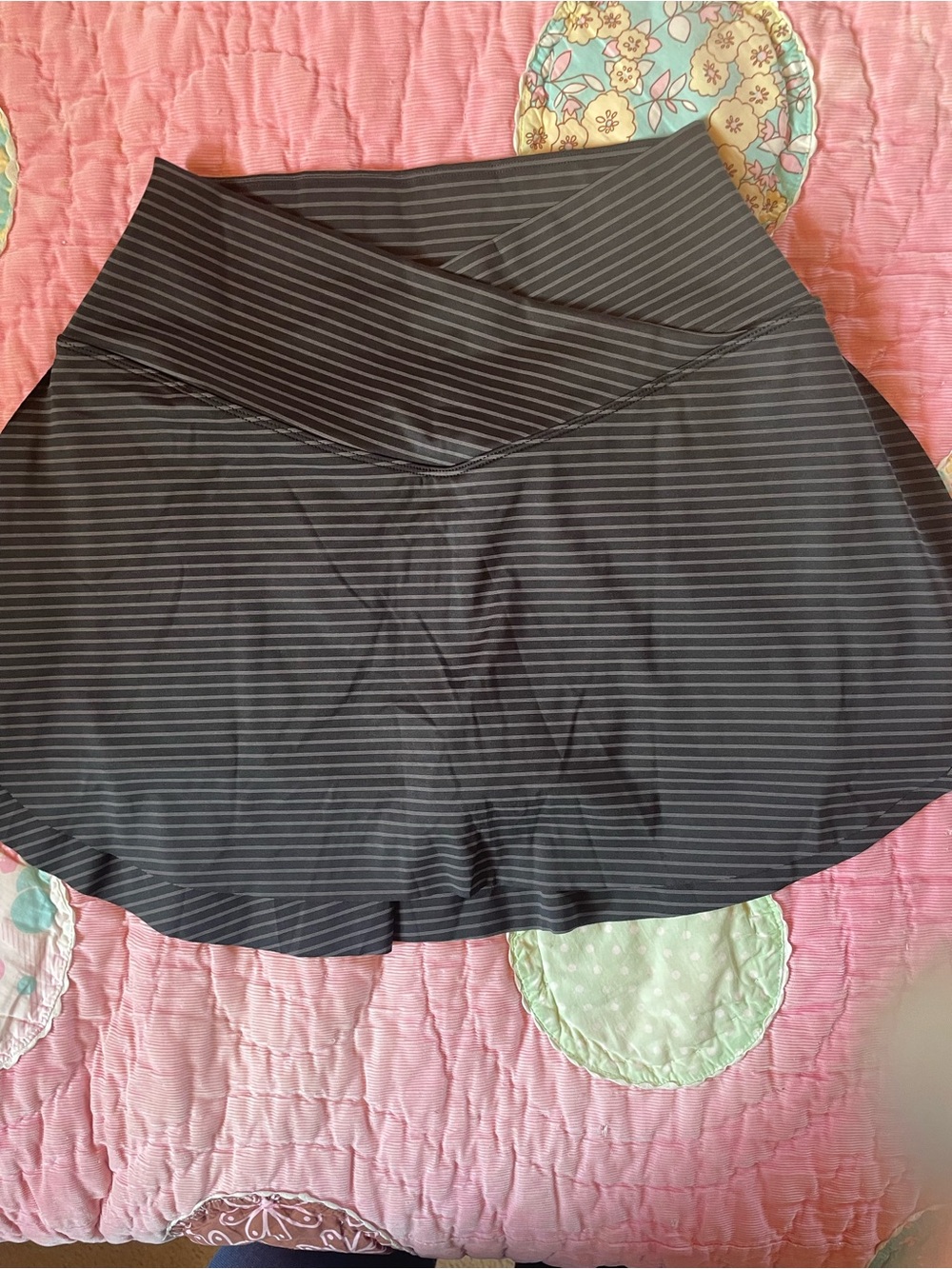 HALARA Black Skater Skirt with Light Gray Pinstripes with shorts NWOT